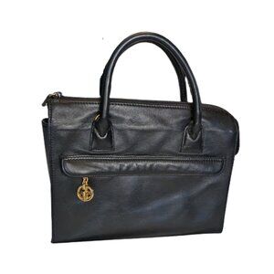 Giani Bernini Black Genuine Leather Satchel Tote Vintage-Era